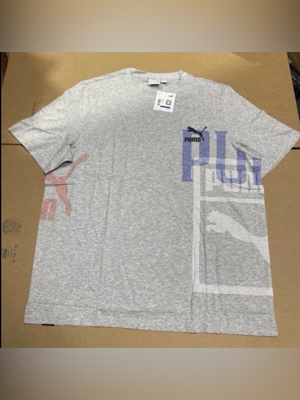 Puma Classics Gen Logo Graphic T-Shirt Heather Gray Men’s 2XL NWT 538187-04